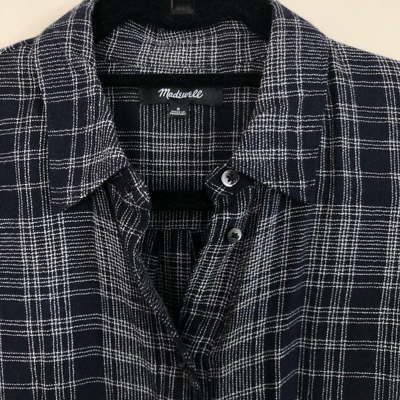Madewell | Navy Plaid Button Down - Picture 7 of 8